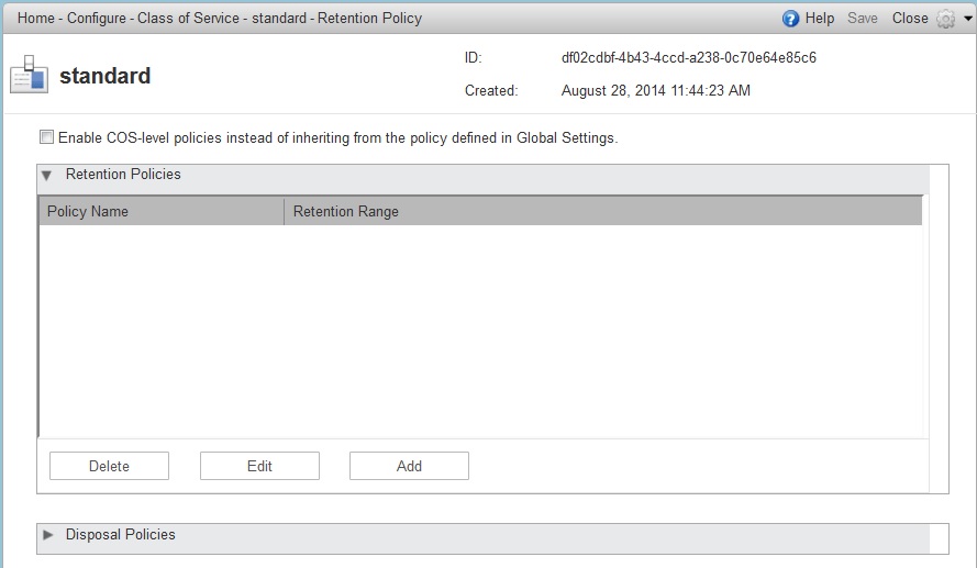 COS Retention Policy