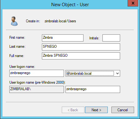 New AD User Dialog
