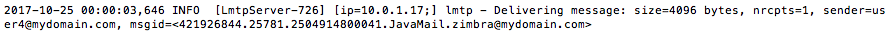 Mailbox Log Entry for LMTP